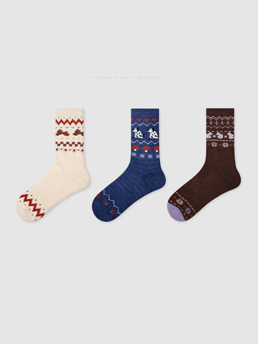 3-Pack Women's Coral Fleece Mid-Calf Socks
