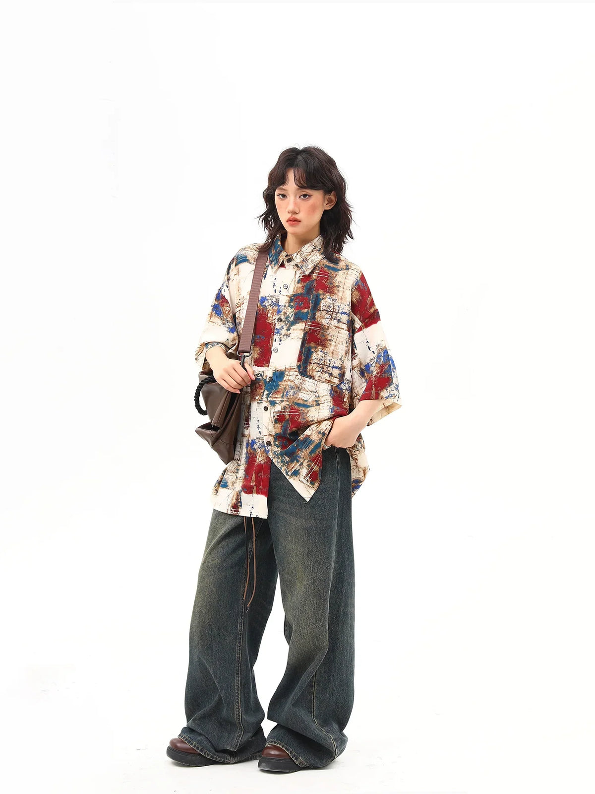 Abstract Print Oversized Shirt