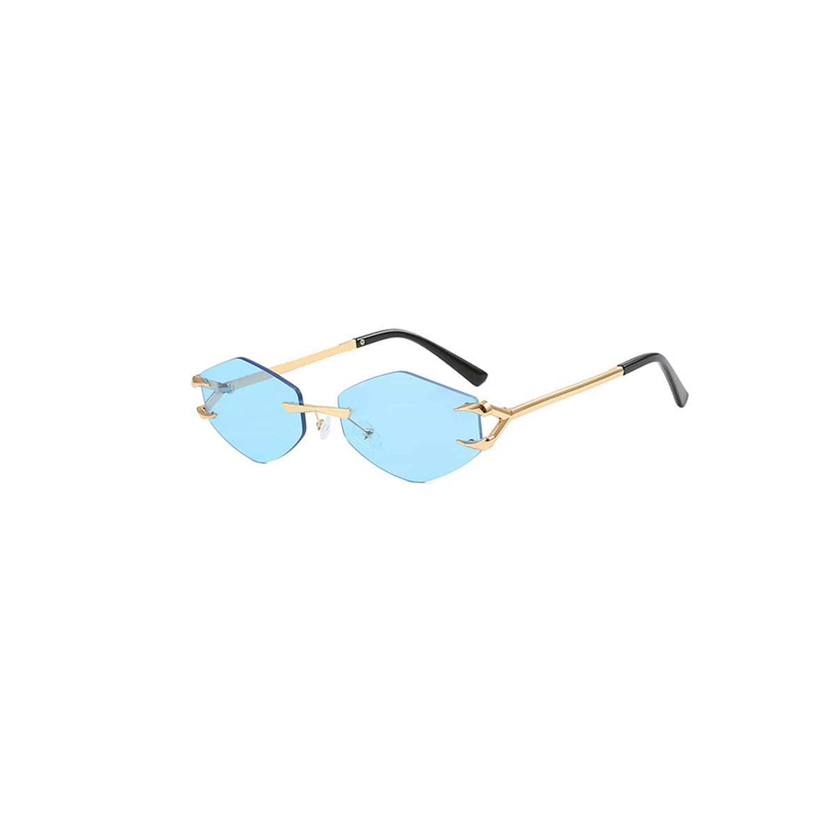 Claw-Temple Rimless Hexagon Sunglasses