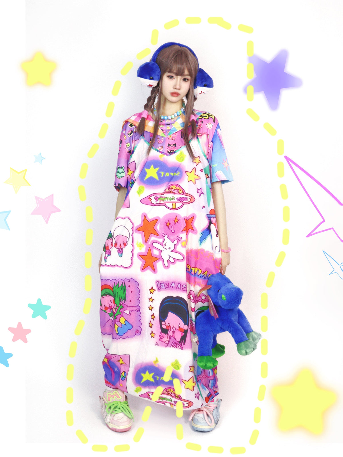 Kawaii Star Cute Print Maxi Dress