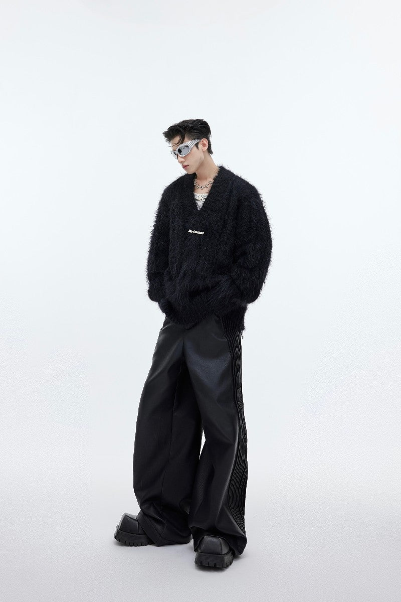 Shaggy Faux-Fur V-Neck Sweater