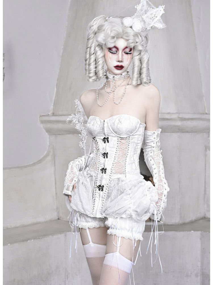 BLOOD SUPPLY White Corset & Bloomer Separates