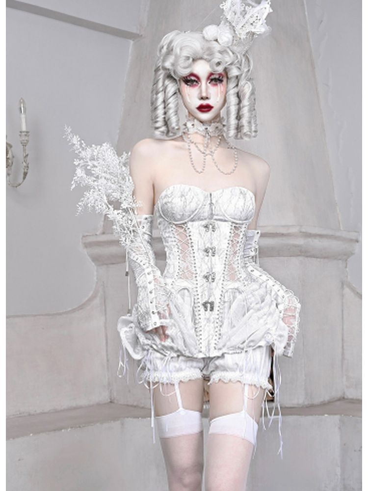 BLOOD SUPPLY White Corset & Bloomer Separates