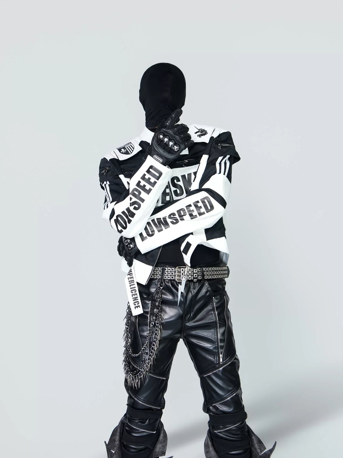 Black-and-White Graphic Racing Jacket