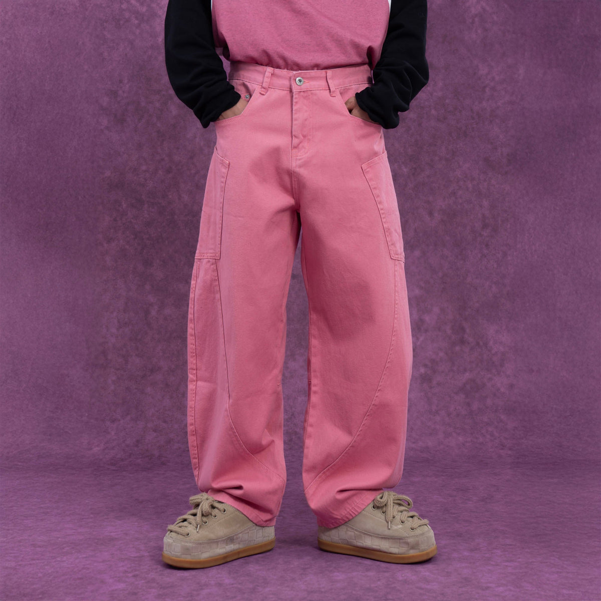 Pink Utility Wide-Leg Pants
