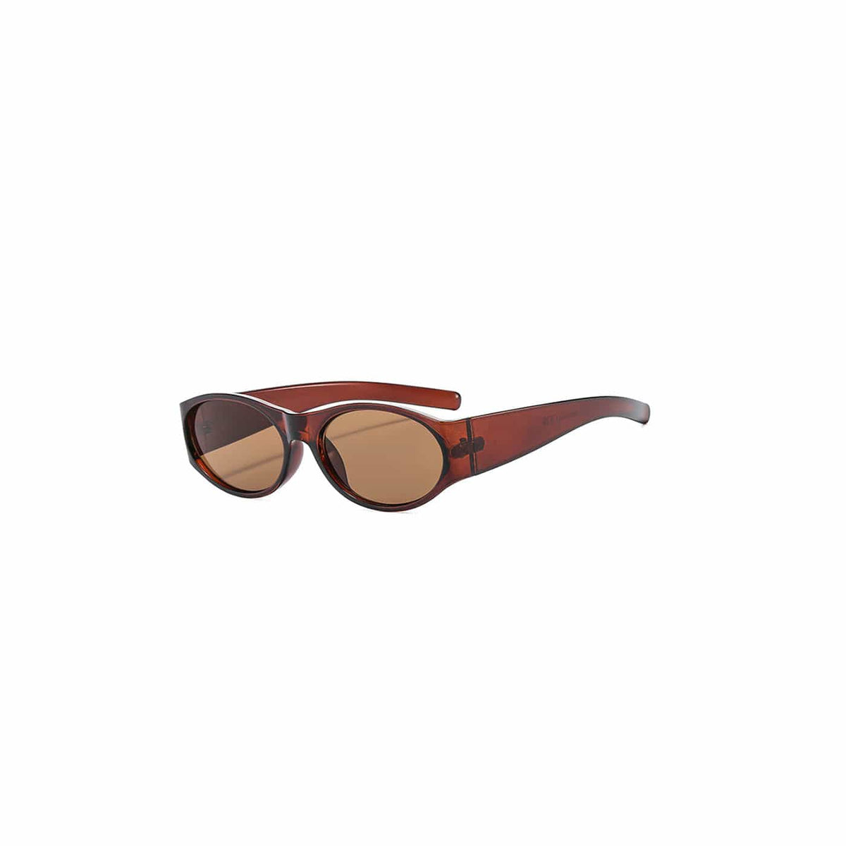 Wide-Temple Narrow Oval Sunglasses