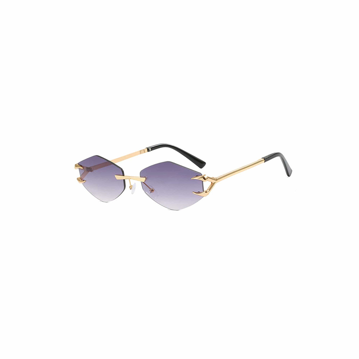 Claw-Temple Rimless Hexagon Sunglasses