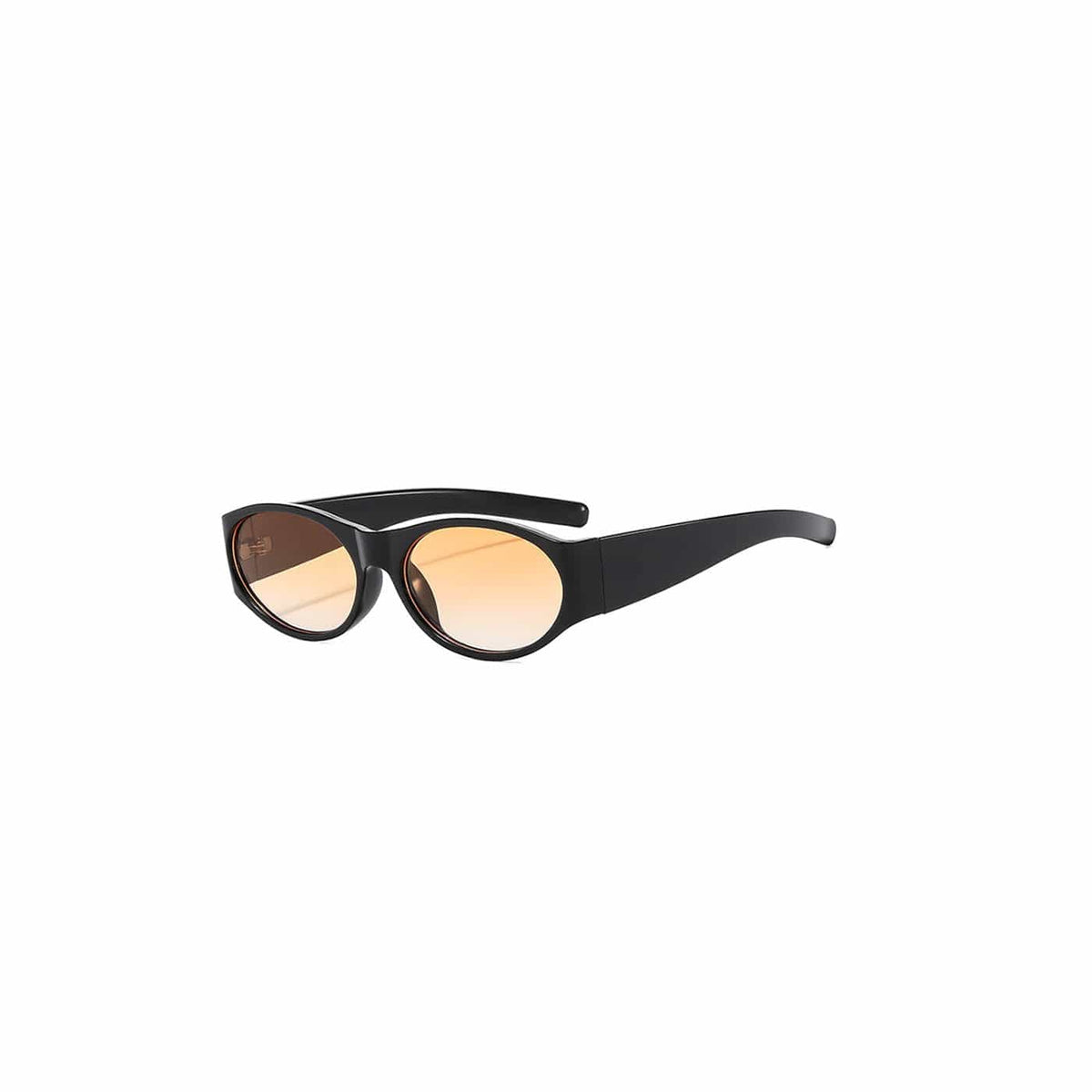 Wide-Temple Narrow Oval Sunglasses