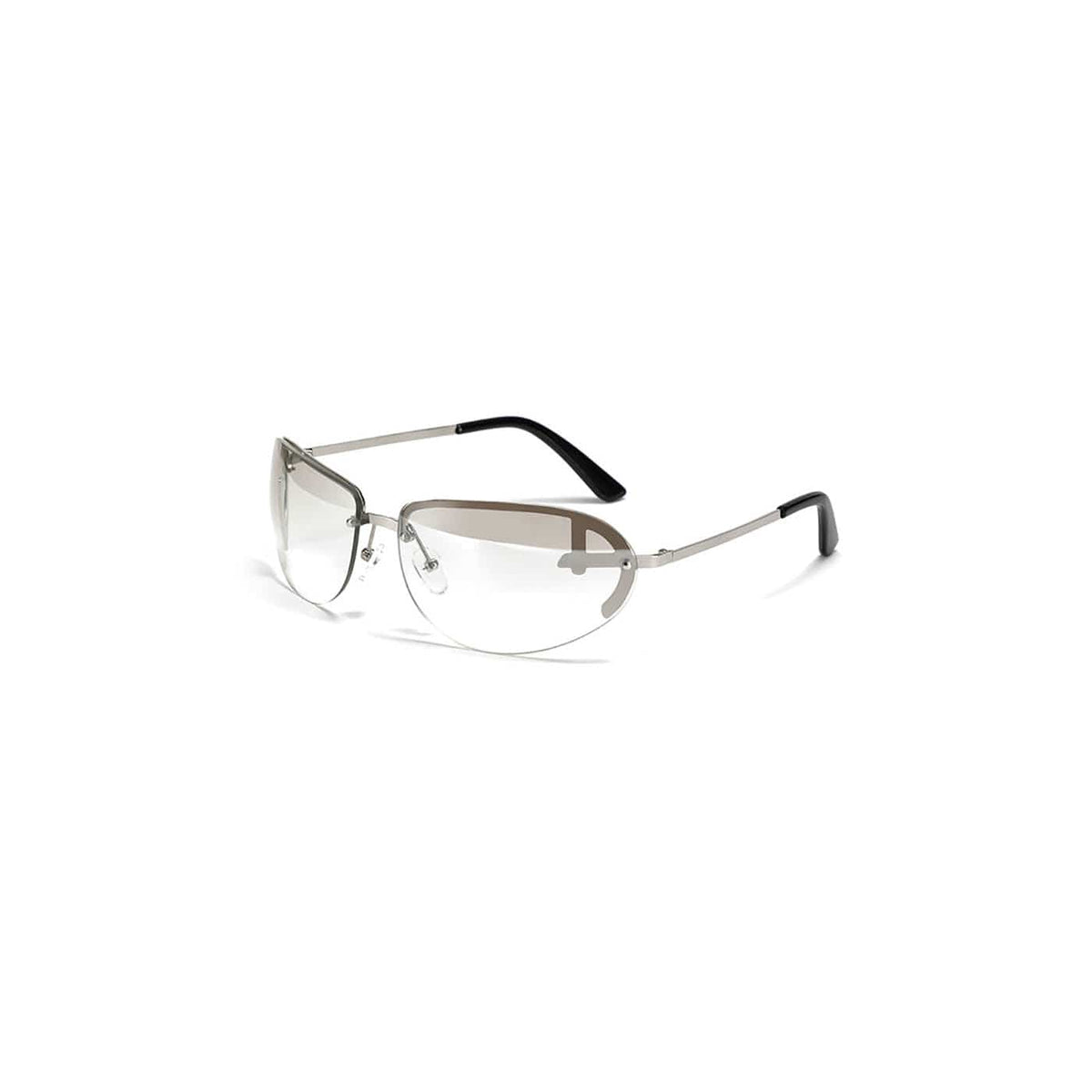 Mechanical-Brow Gradient Oval Sunglasses