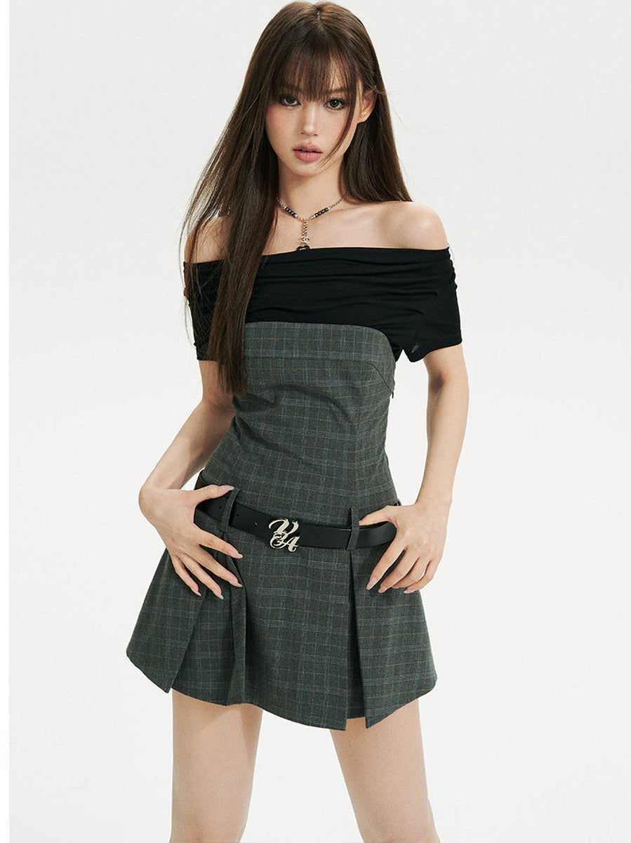 Elegant Off-Shoulder Dress With Illusion Layer