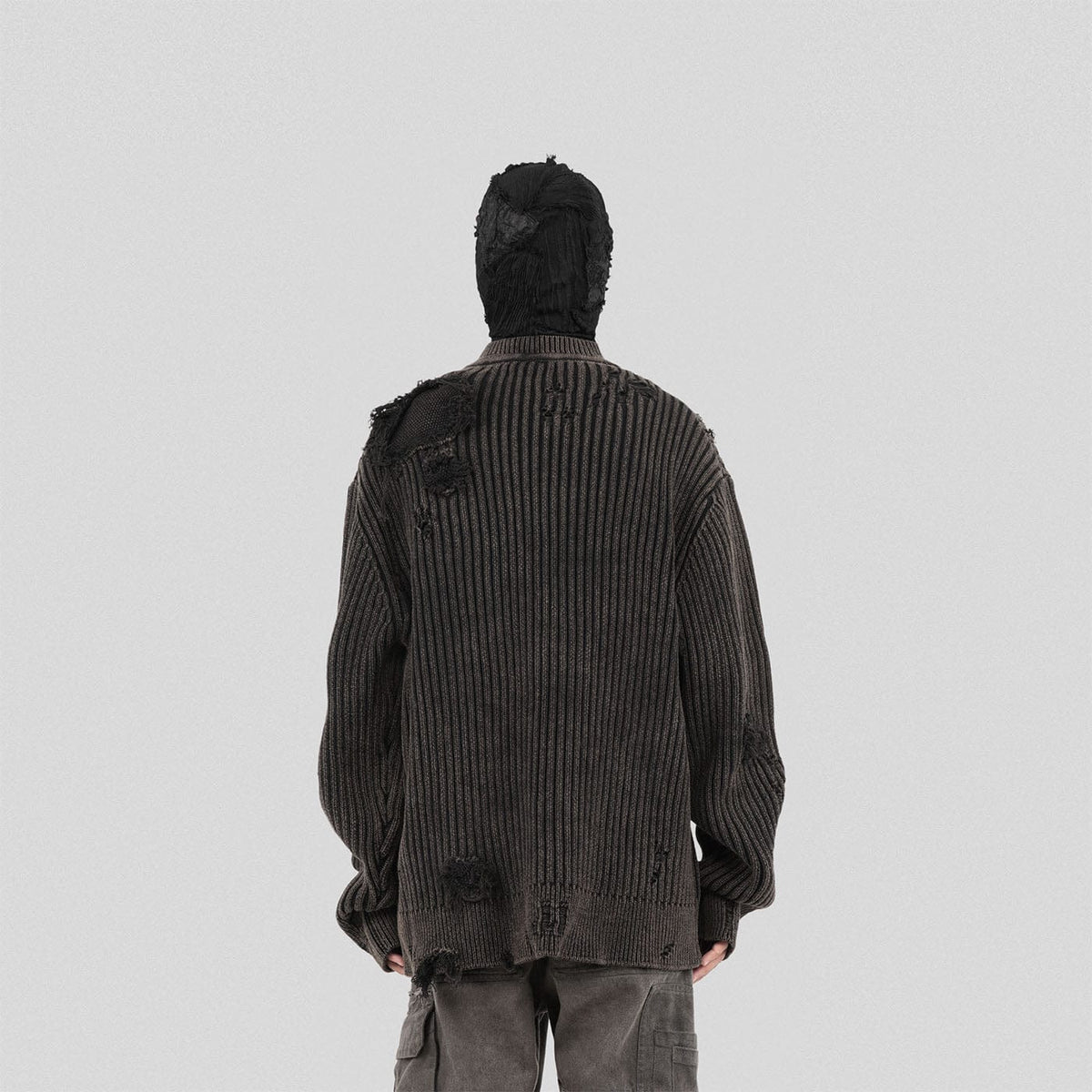 UNDERWATER Distressed Ribbed Knit Sweater
