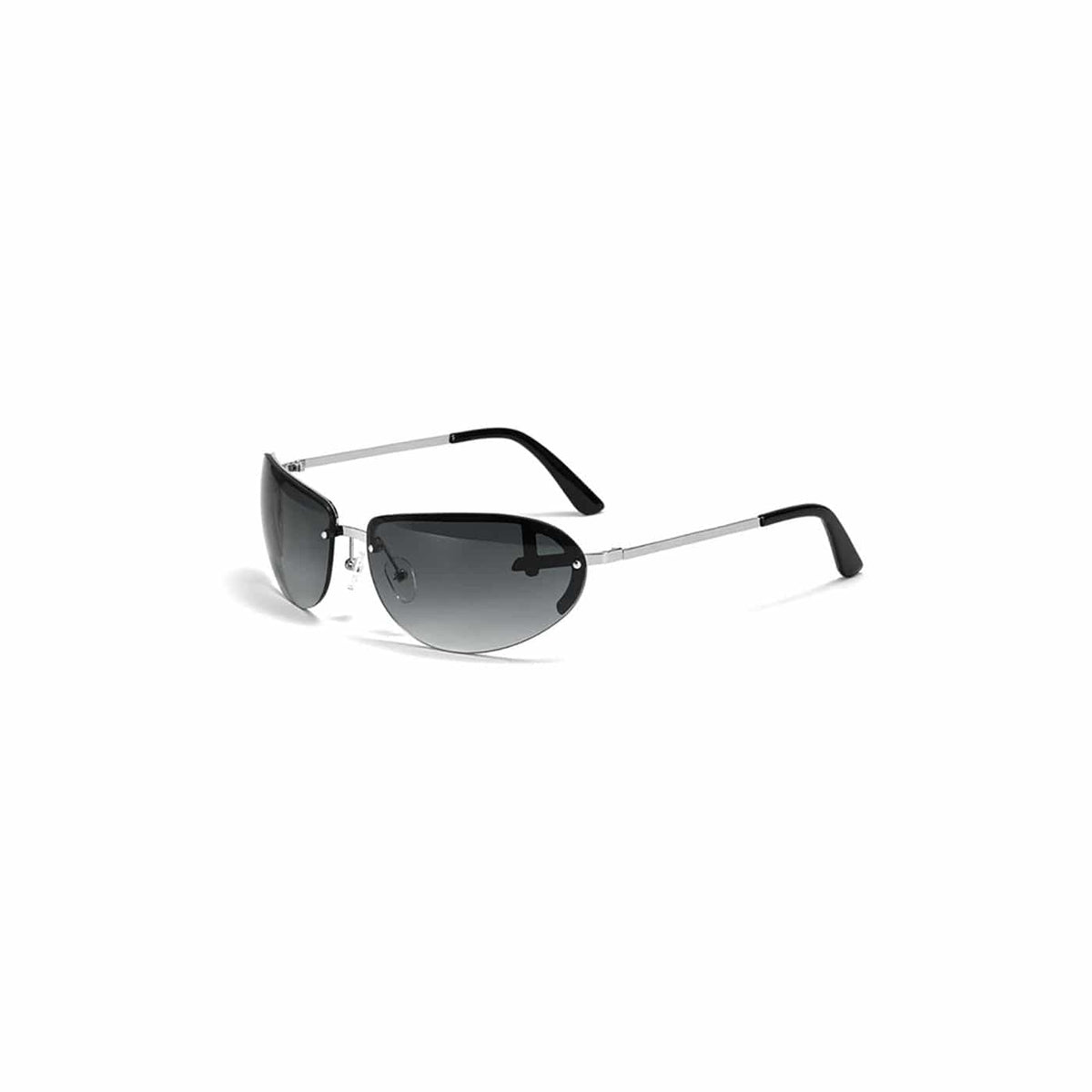 Mechanical-Brow Gradient Oval Sunglasses