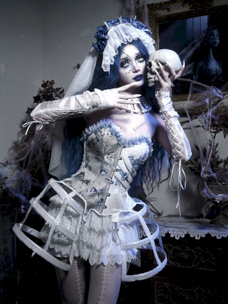 BLOOD SUPPLY White Gothic Corset, Skirt or Set