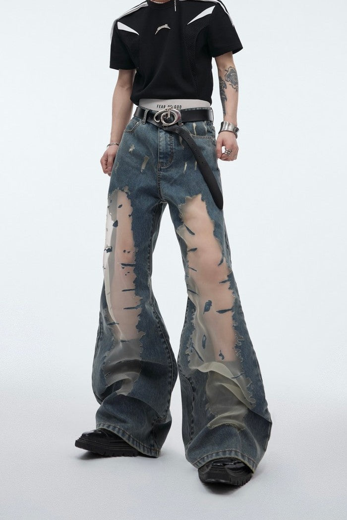 Mesh Stitched Relaxed Fit Jeans