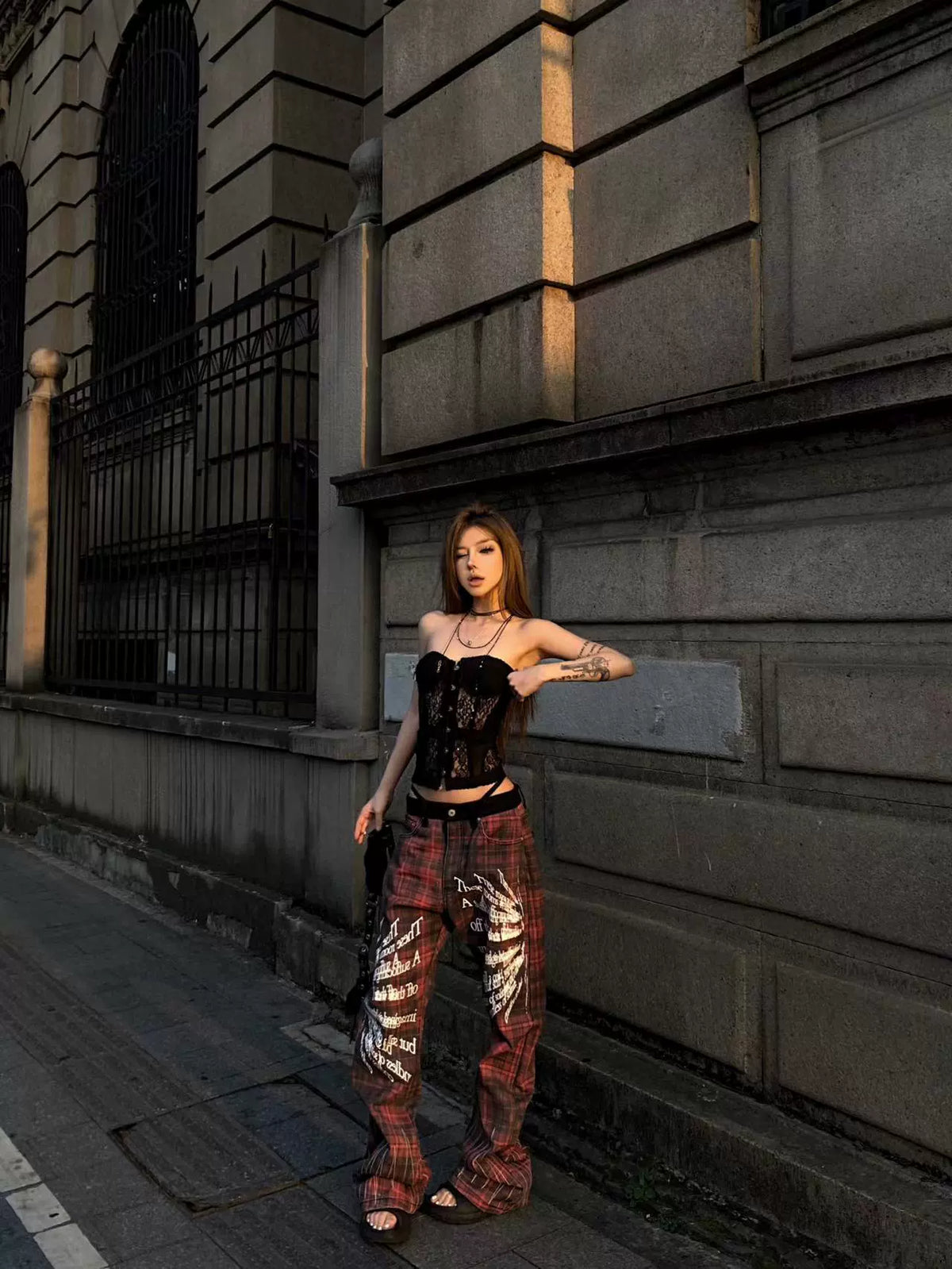 Crimson Verse Sigil Plaid Pants