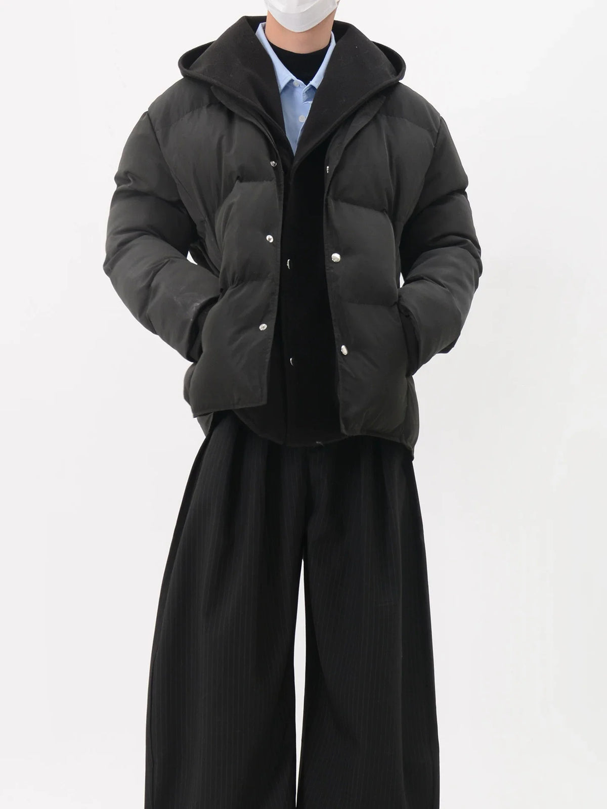 Hooded Snap-Button Puffer Jacket