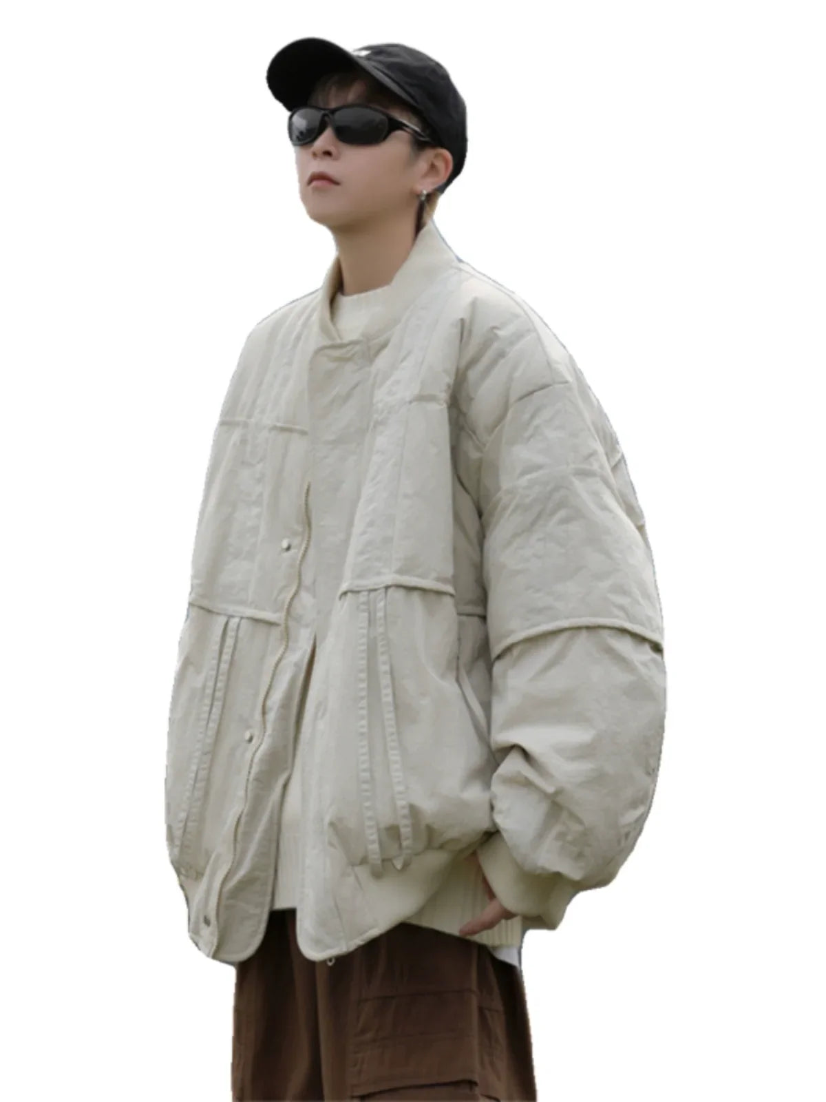 Oversized  Bomber Jacket with Ribbed Collar and Cuffs