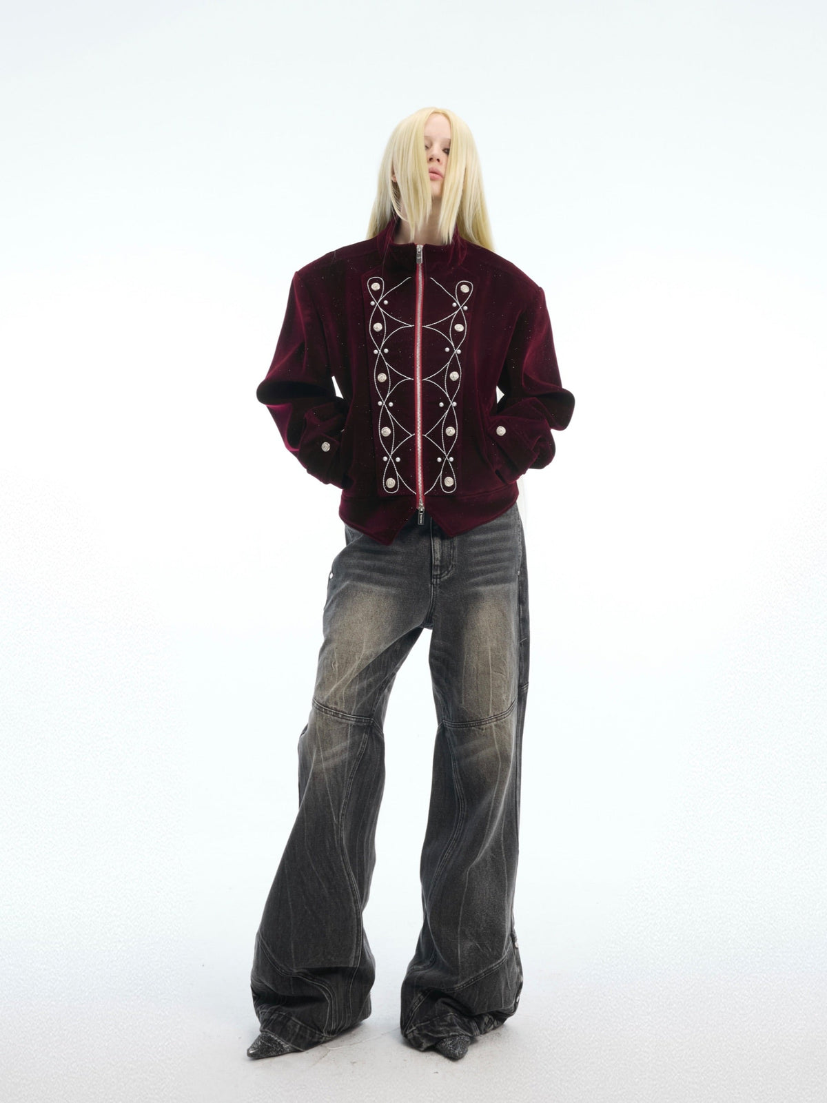 Unisex Royal Velvet Chain Military Jacket