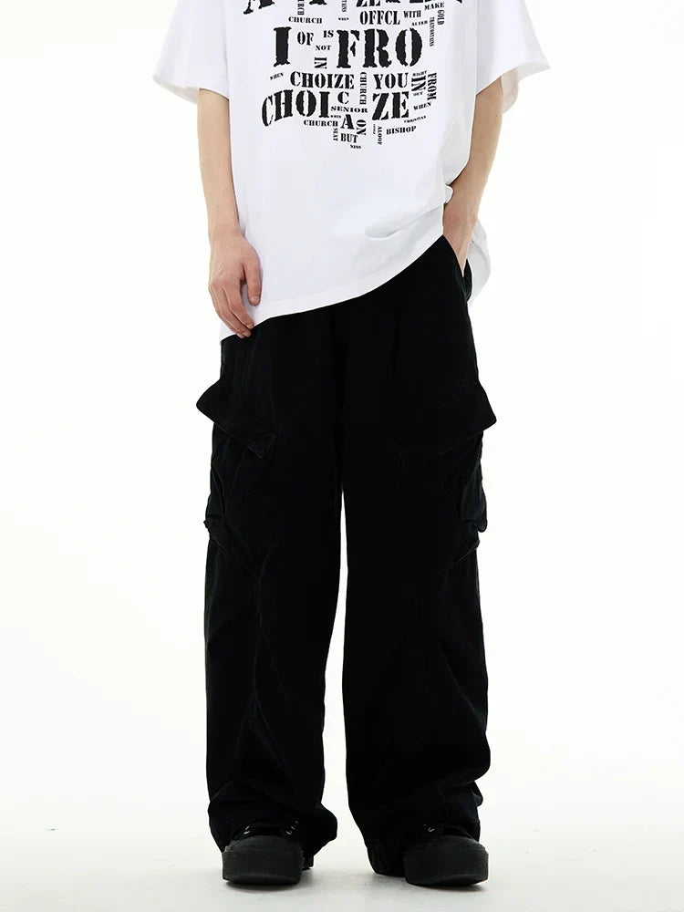 Classic Wide-Leg Straight Workwear Pants