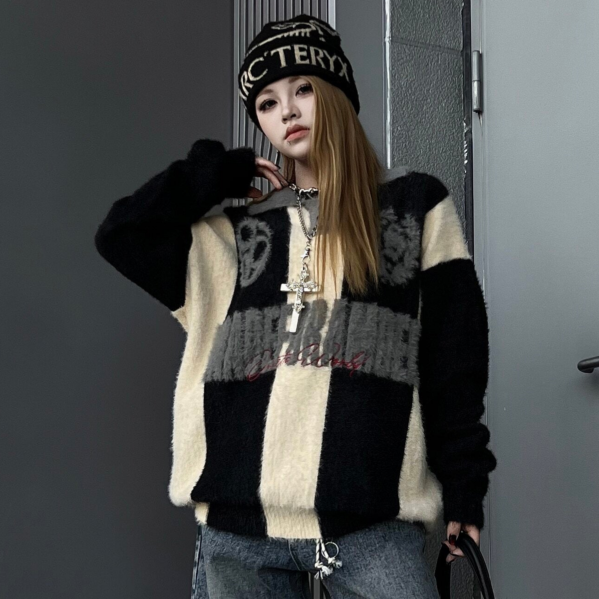 Men's Striped Embroidered Button Polo Knit Sweater
