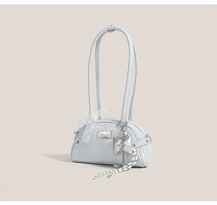 Frosted Lace Bow Baguette Bag