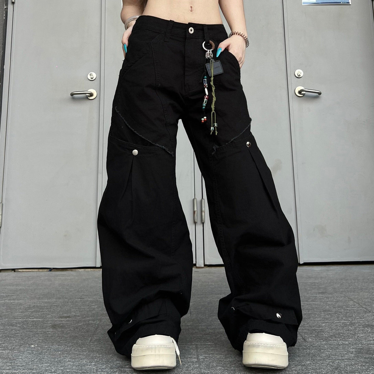 Men's Panel Rivet Wide-Leg Pants