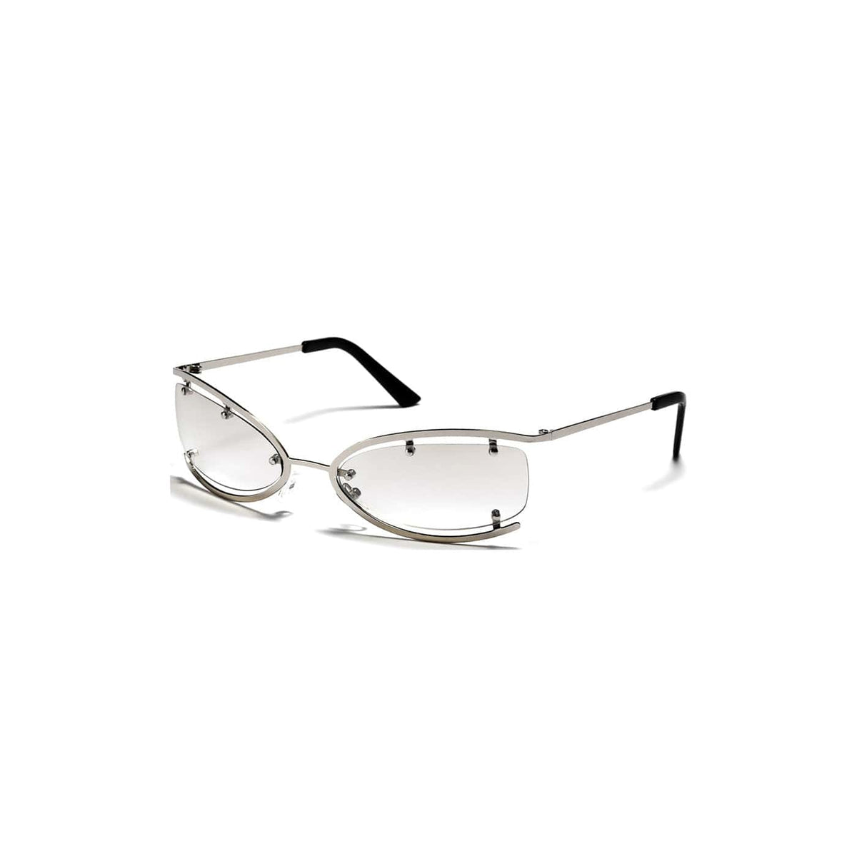 Exposed-Screw Open-Rim Metal Sunglasses
