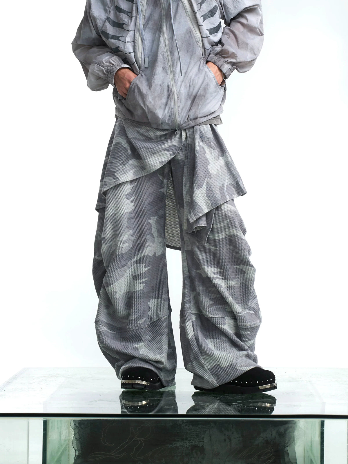Layered Camouflage Balloon Sweatpants