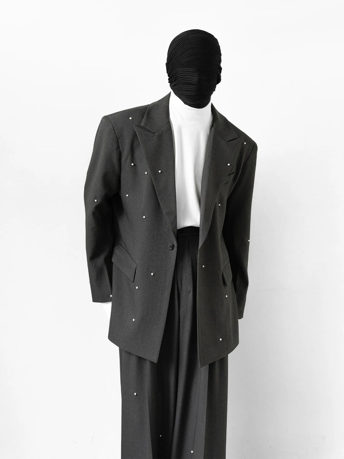 Embellished Charcoal Oversized Suit and Pants