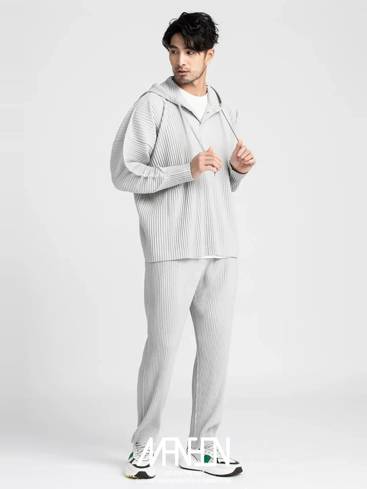 Glacier Wave Pleated Hoodie