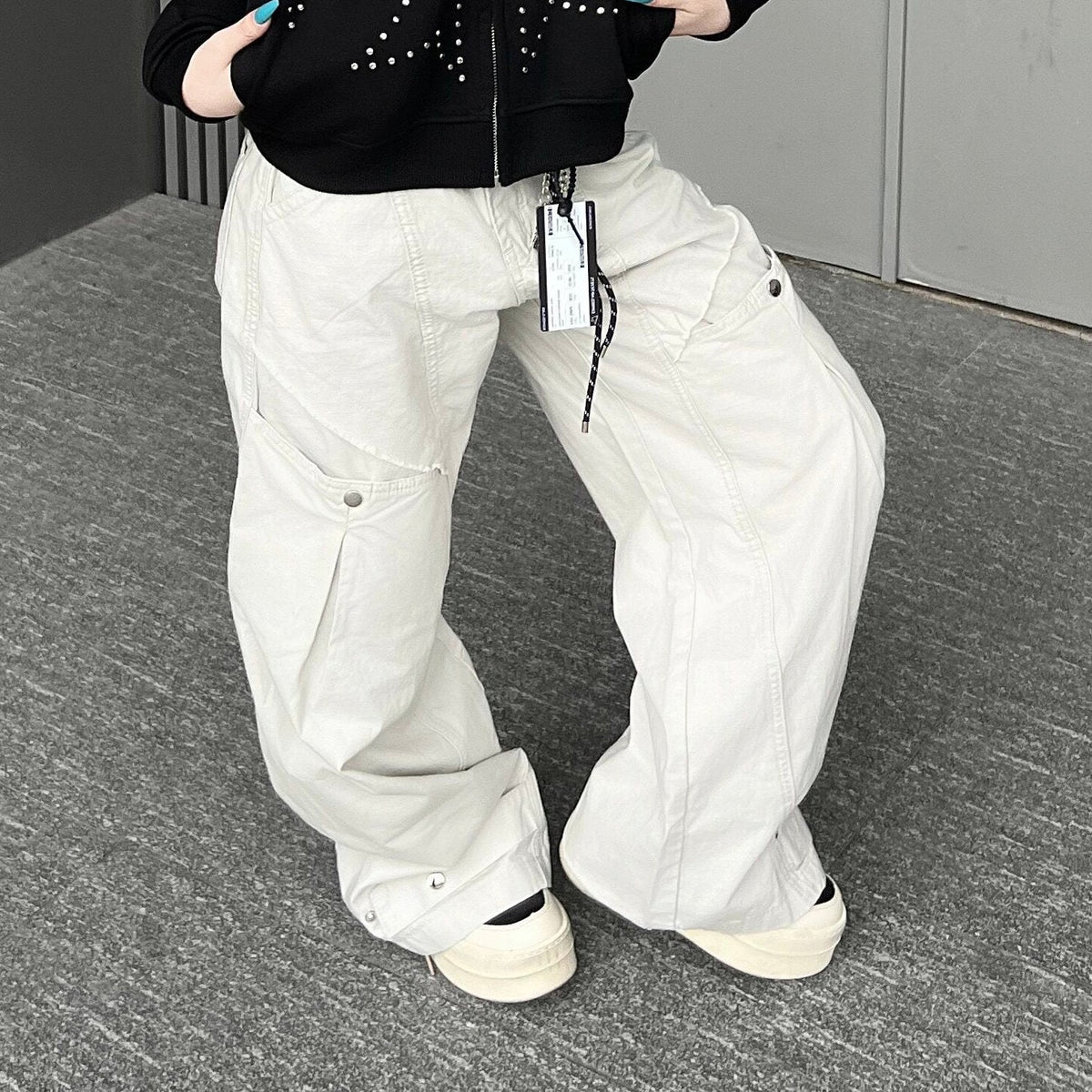 Men's Panel Rivet Wide-Leg Pants