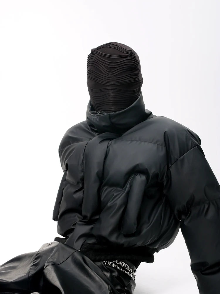 Matte Black Cropped Puffer Jacket