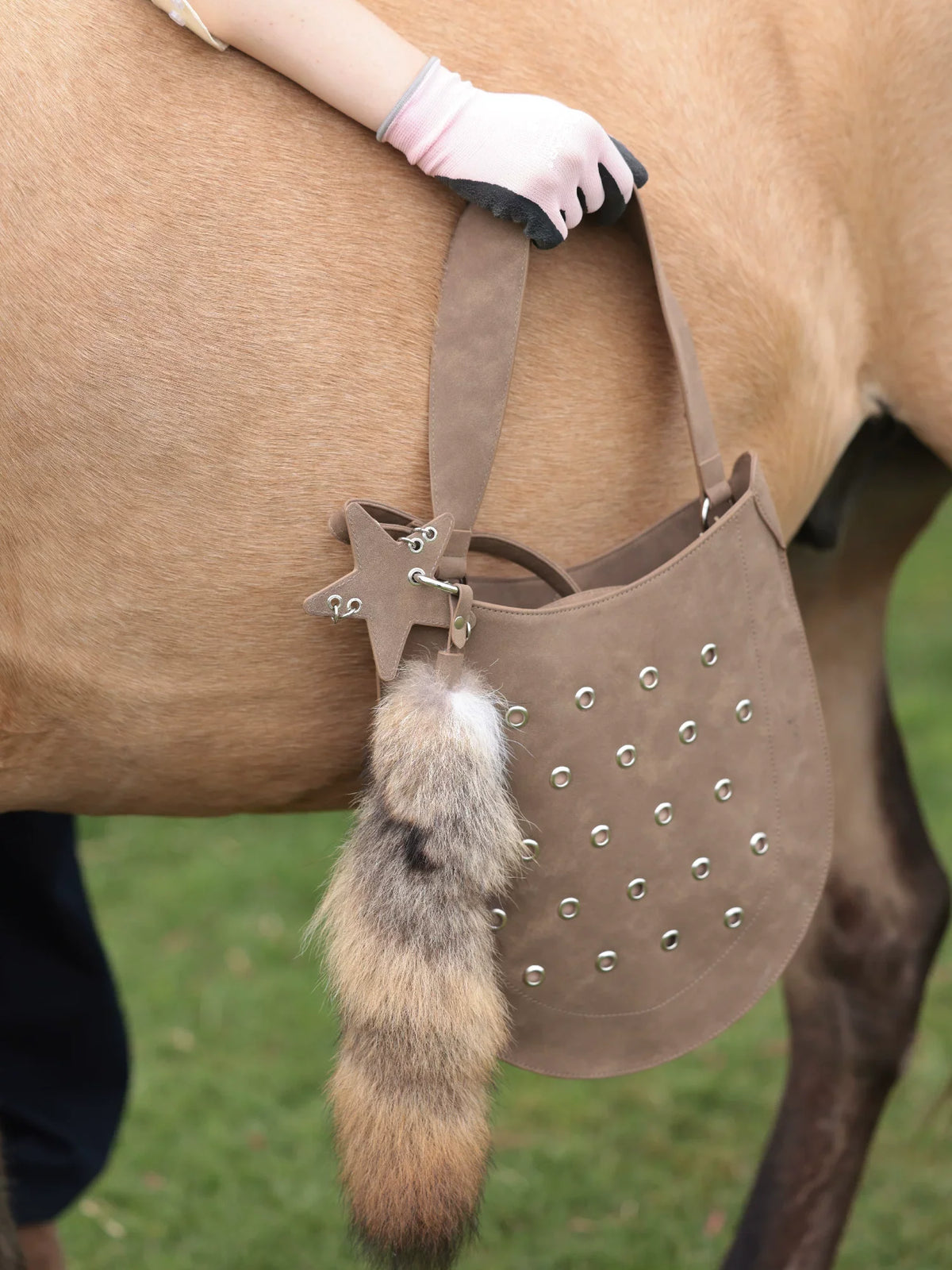 Faux-Suede Cutout Carryall Bag