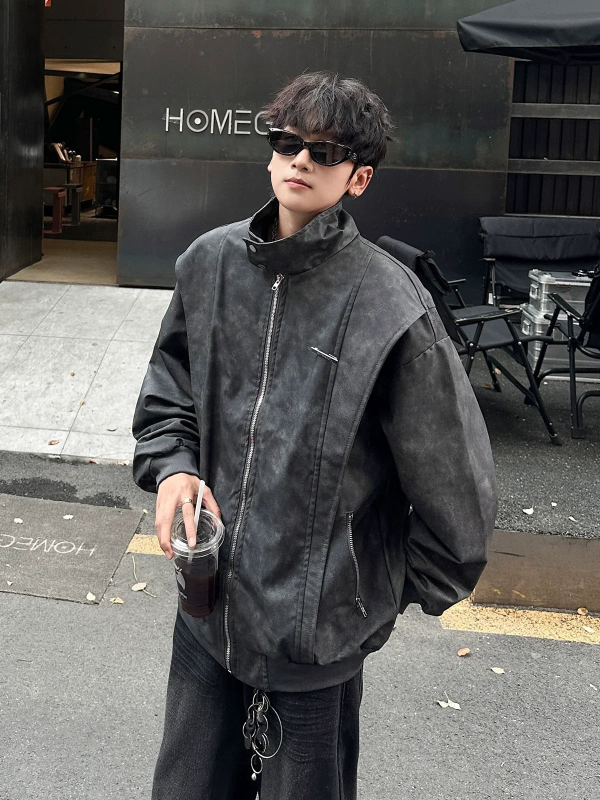 Oversized  Vintage Zip-Up Jacket