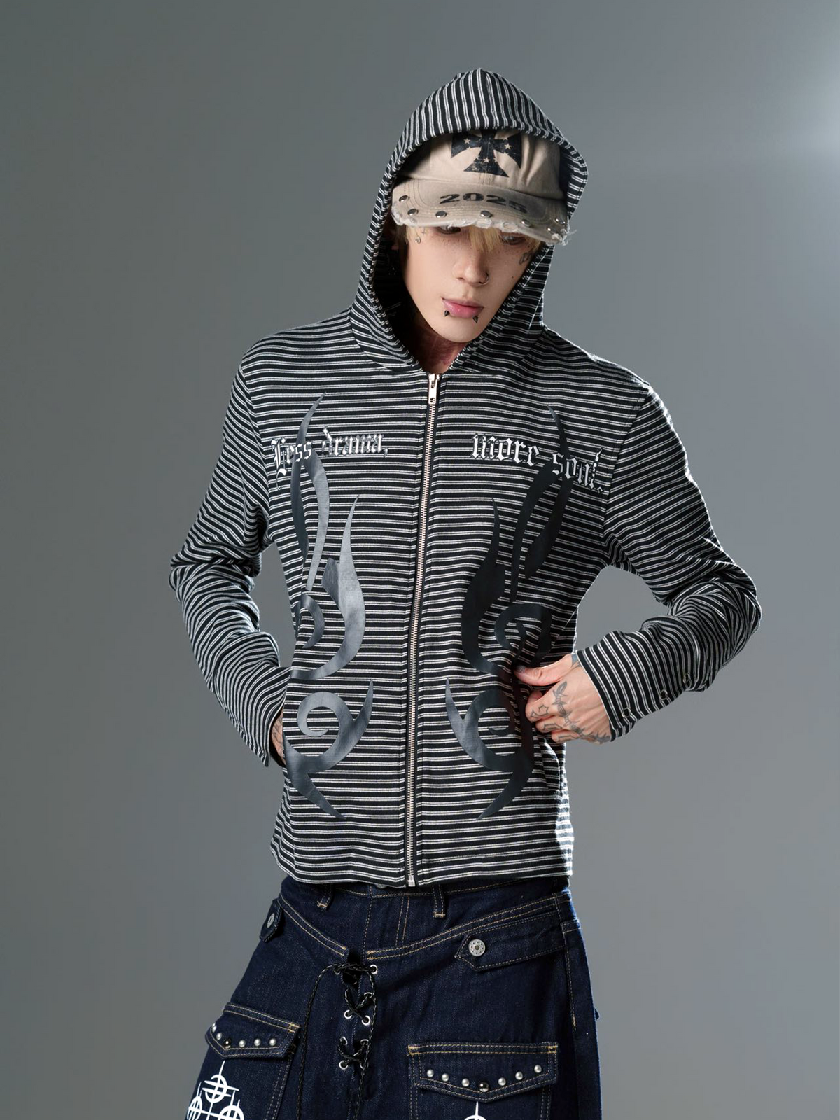 Treble Flame Stripe Star Hoodie