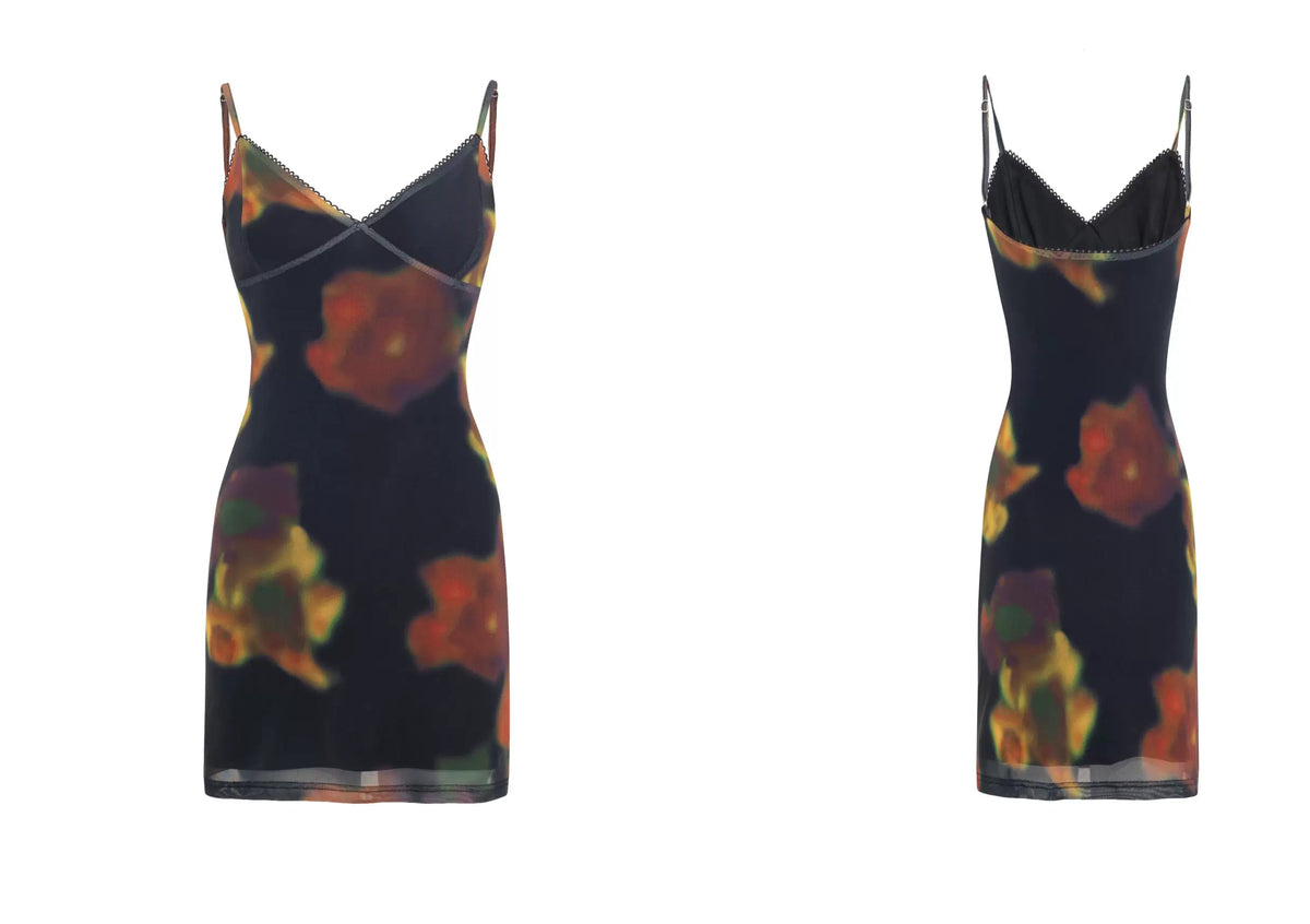 Midnight Ember Slip Mini Dress