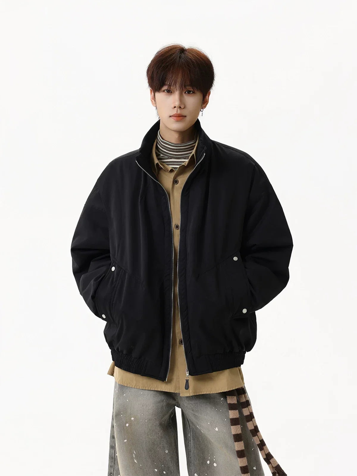 Sandstone Stand‑Collar Puffer Jacket