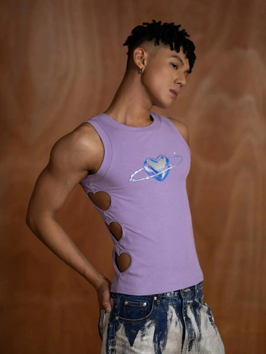 Cosmic Heart Ribbed Tank Top