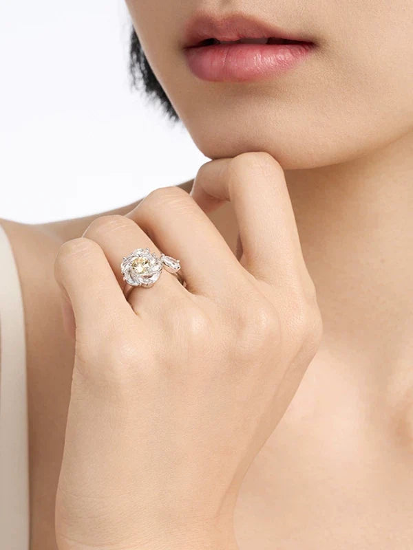 Spinning Camellia Statement Ring