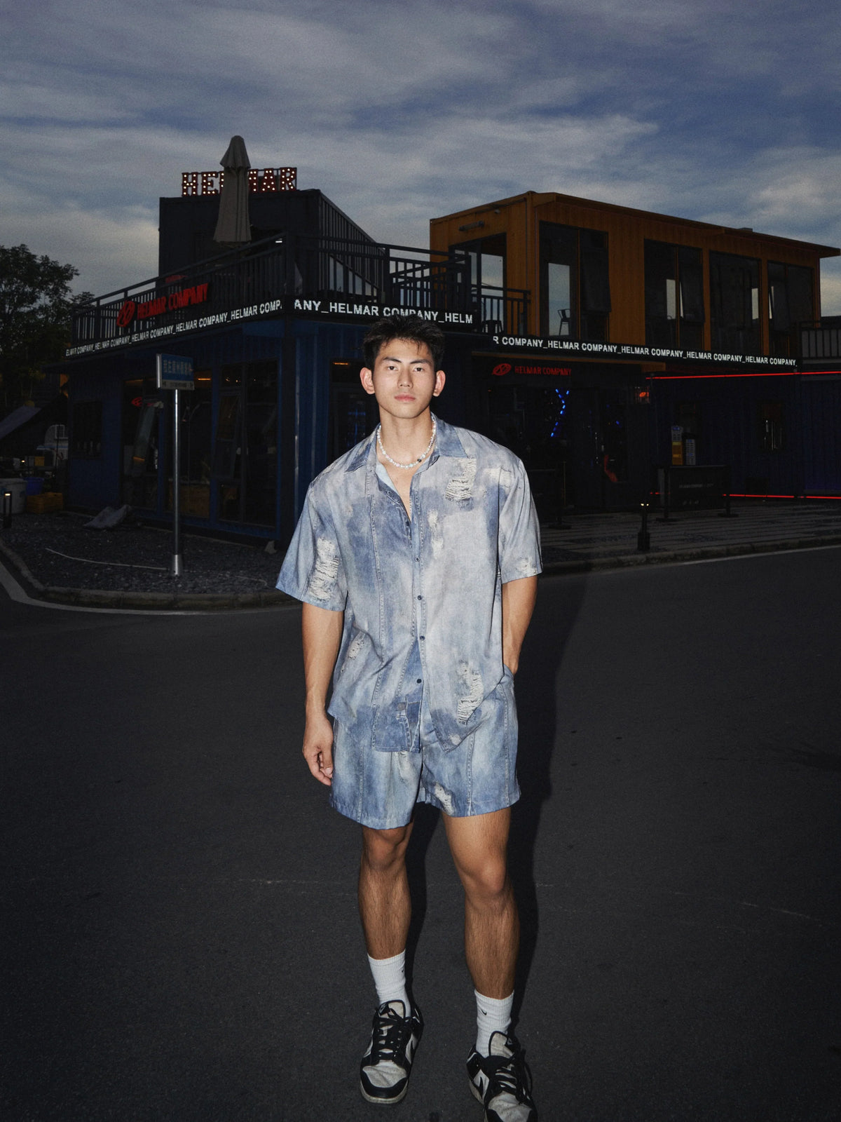 Distressed Denim Button Down Shirt