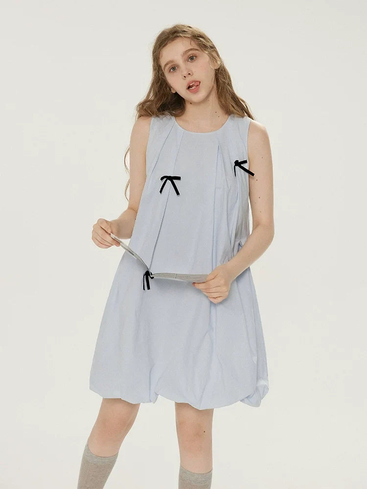 Bow Bubble Sleeveless Summer Dress