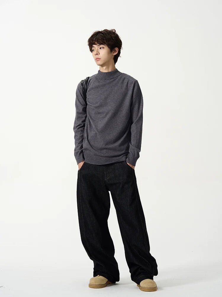 Minimalist Mock Neck Knit Sweater