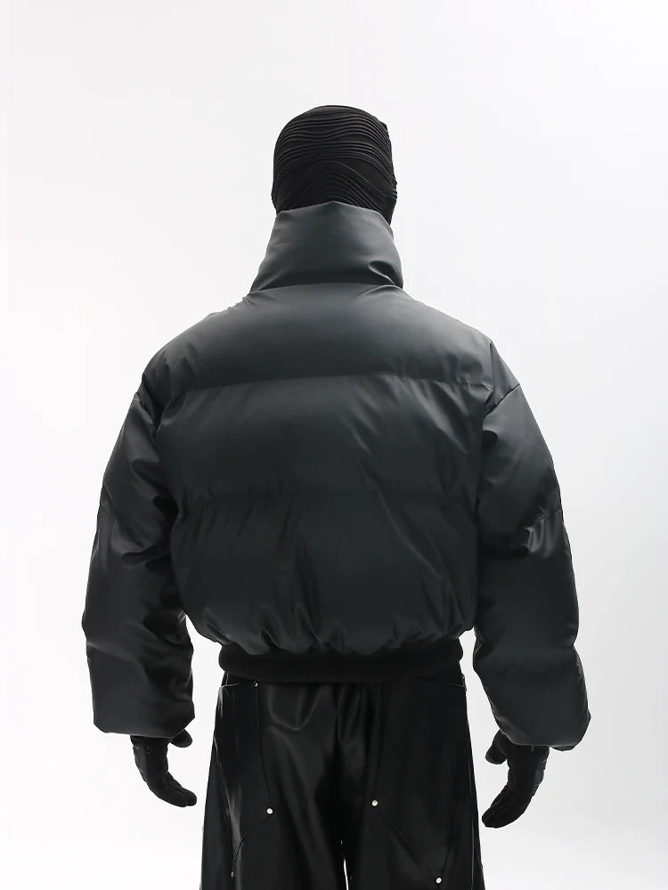 Matte Black Cropped Puffer Jacket