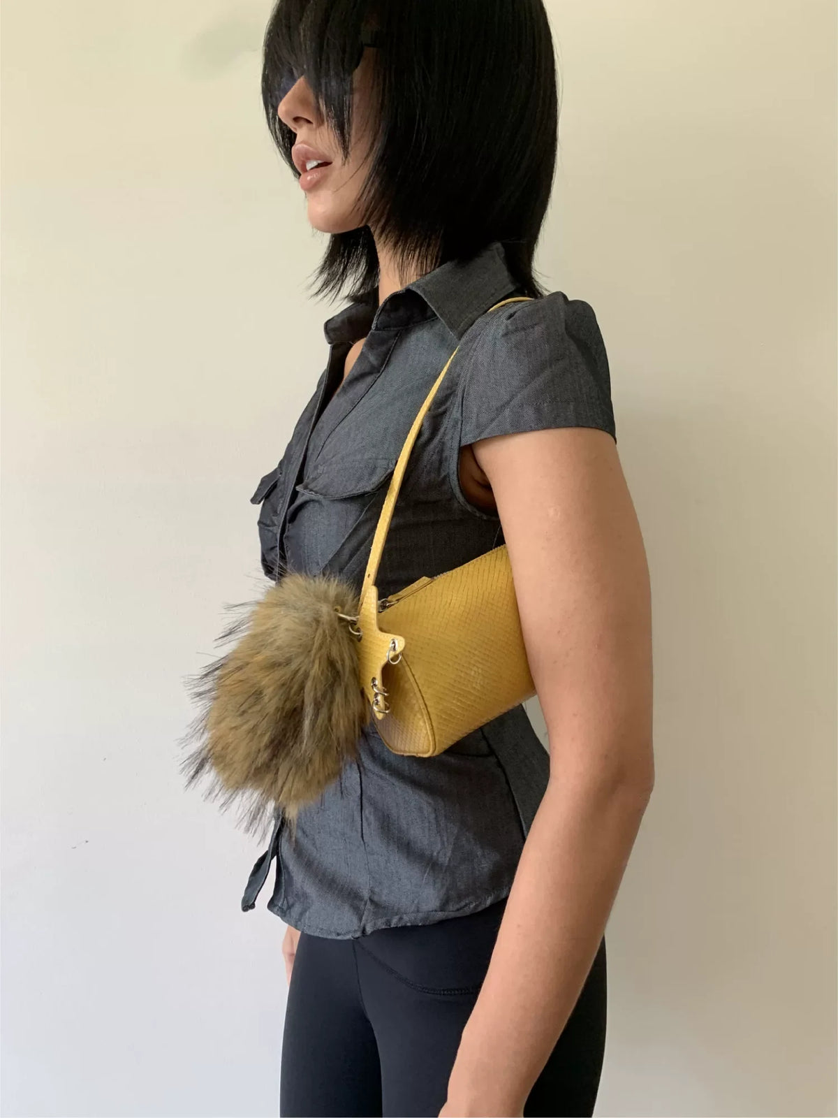 Faux-Fur Star Cylinder Shoulder Bag