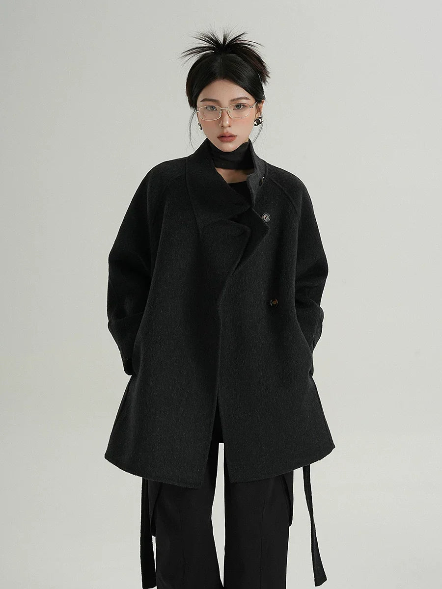 Sash Funnel Wool Jacket