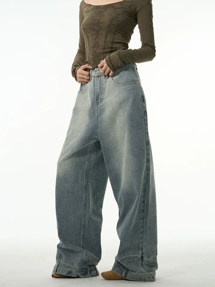 Oro Inside-Out Wide-Leg Jeans - Blue or Black