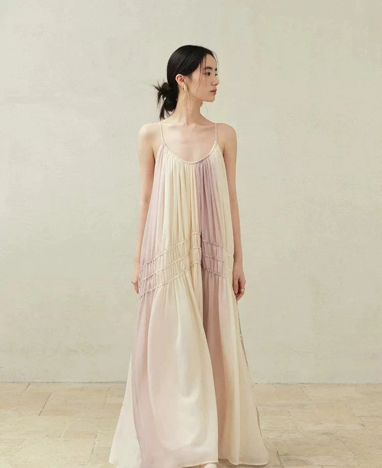 Gradient Drawstring Maxi Slip Dress
