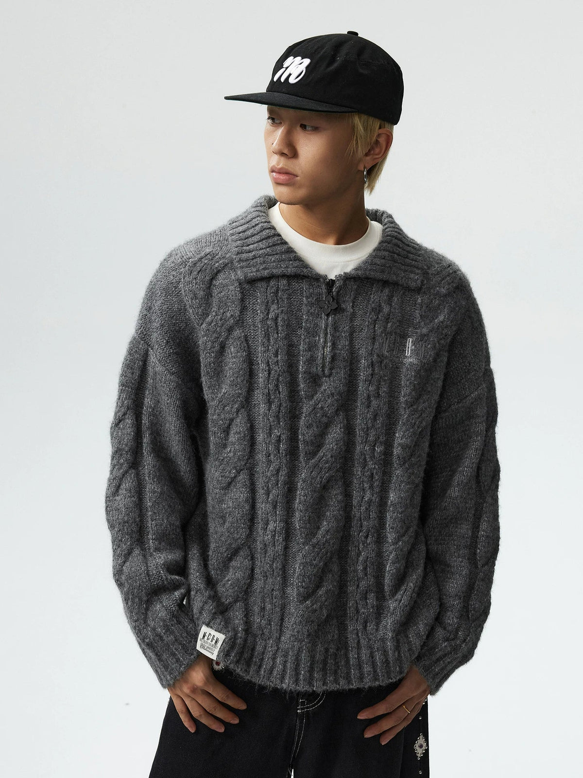 Cloudline Cable Knit Zip Sweater