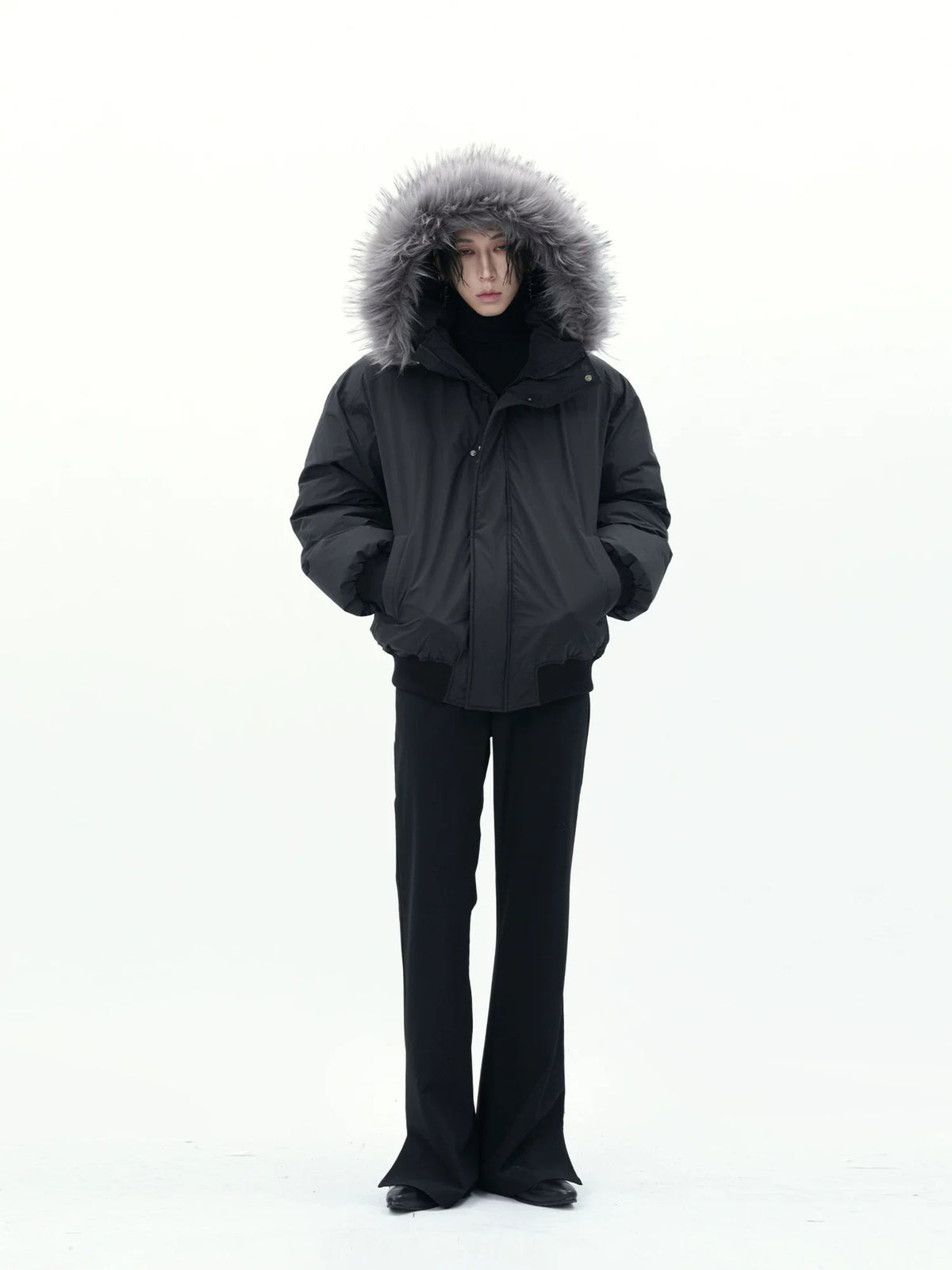 Fur-Trim Oversized Puffer Jacket