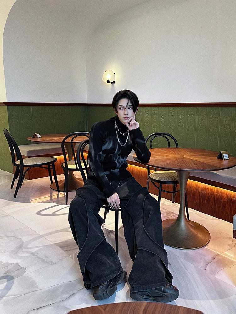 Nebula Fade Ribbed Turtleneck Sweater
